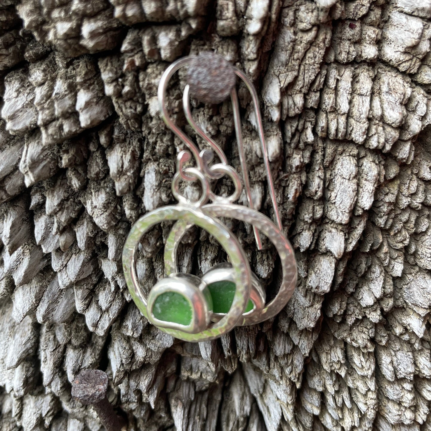 Emerald Green Sea Glass Earrings