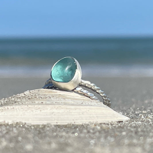 Teal Blue Stacking Rings size - 5.75