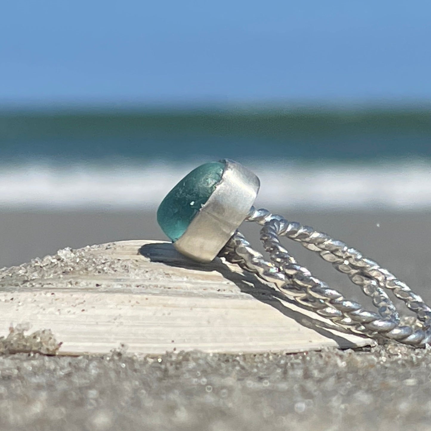 Teal Blue Stacking Rings size - 5.75