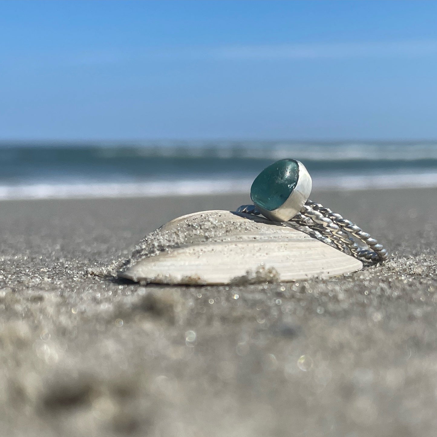 Teal Blue Stacking Rings size - 5.75