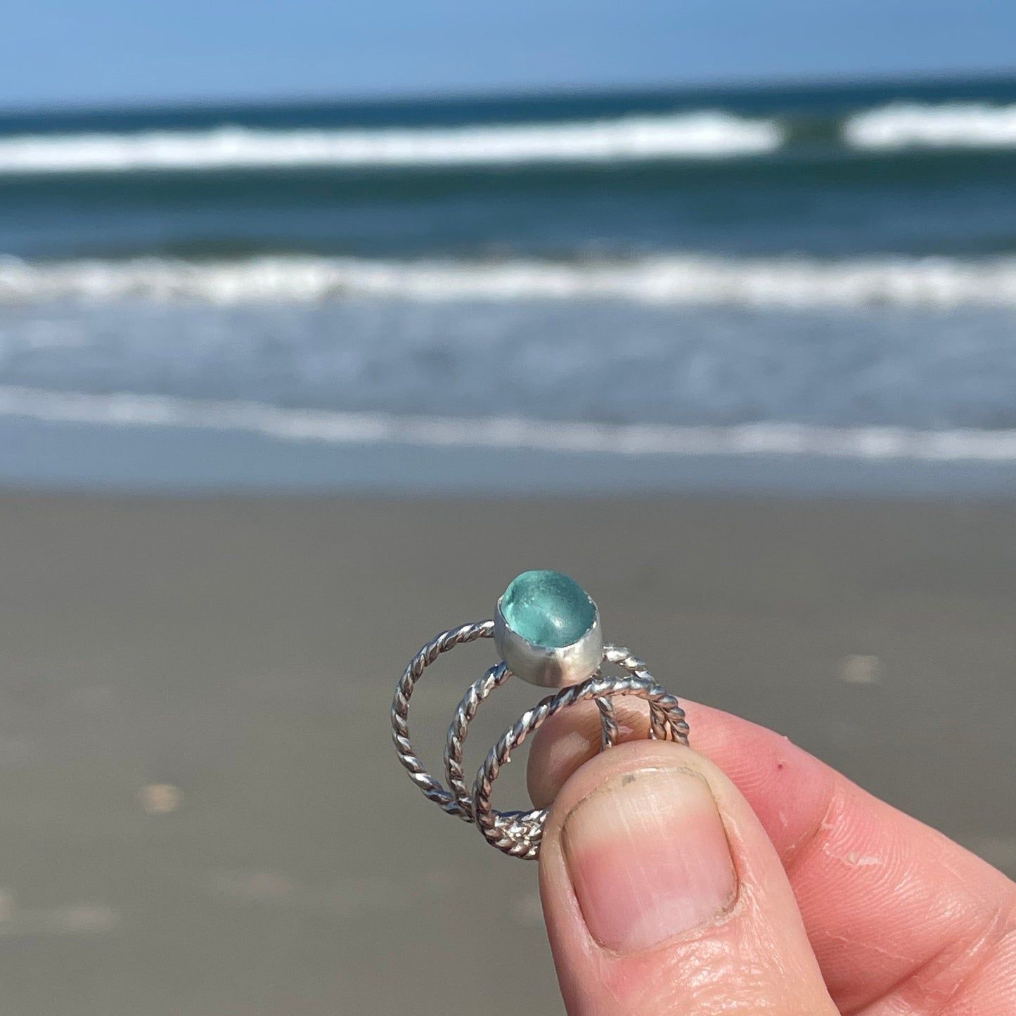 Teal Blue Stacking Rings size - 5.75