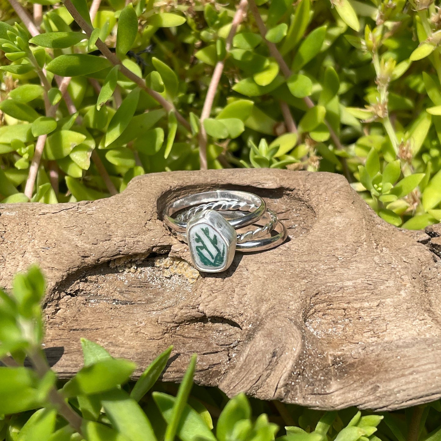 Sea Pottery Stacking Rings - Size 6.75