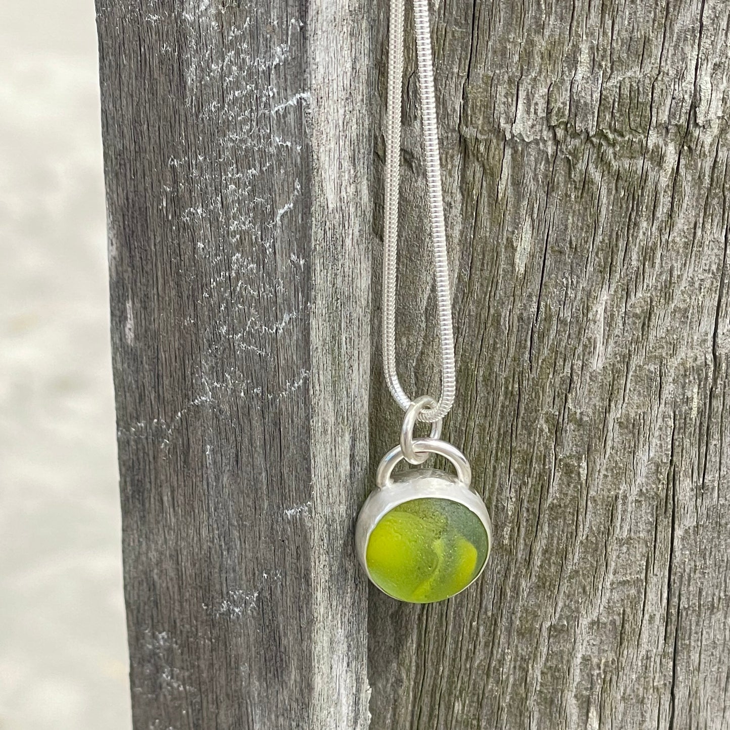 Multi Green Sea Glass Marble Pendant