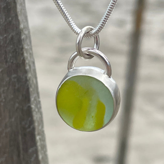 Multi Green Sea Glass Marble Pendant