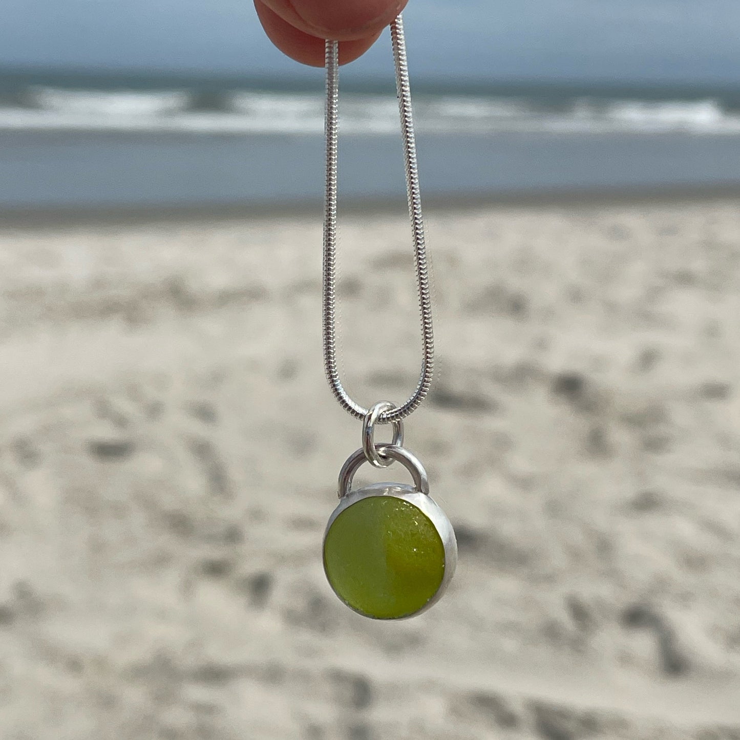 Multi Green Sea Glass Marble Pendant