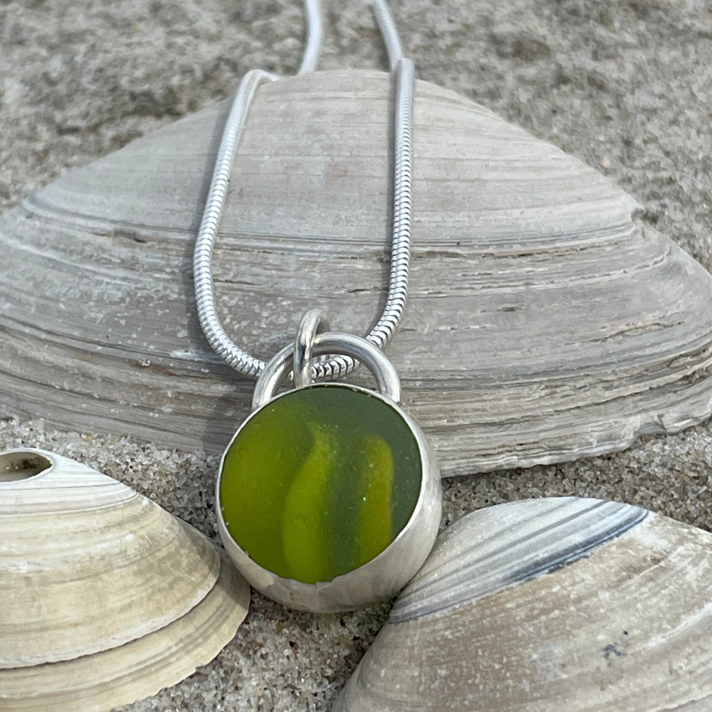 Multi Green Sea Glass Marble Pendant