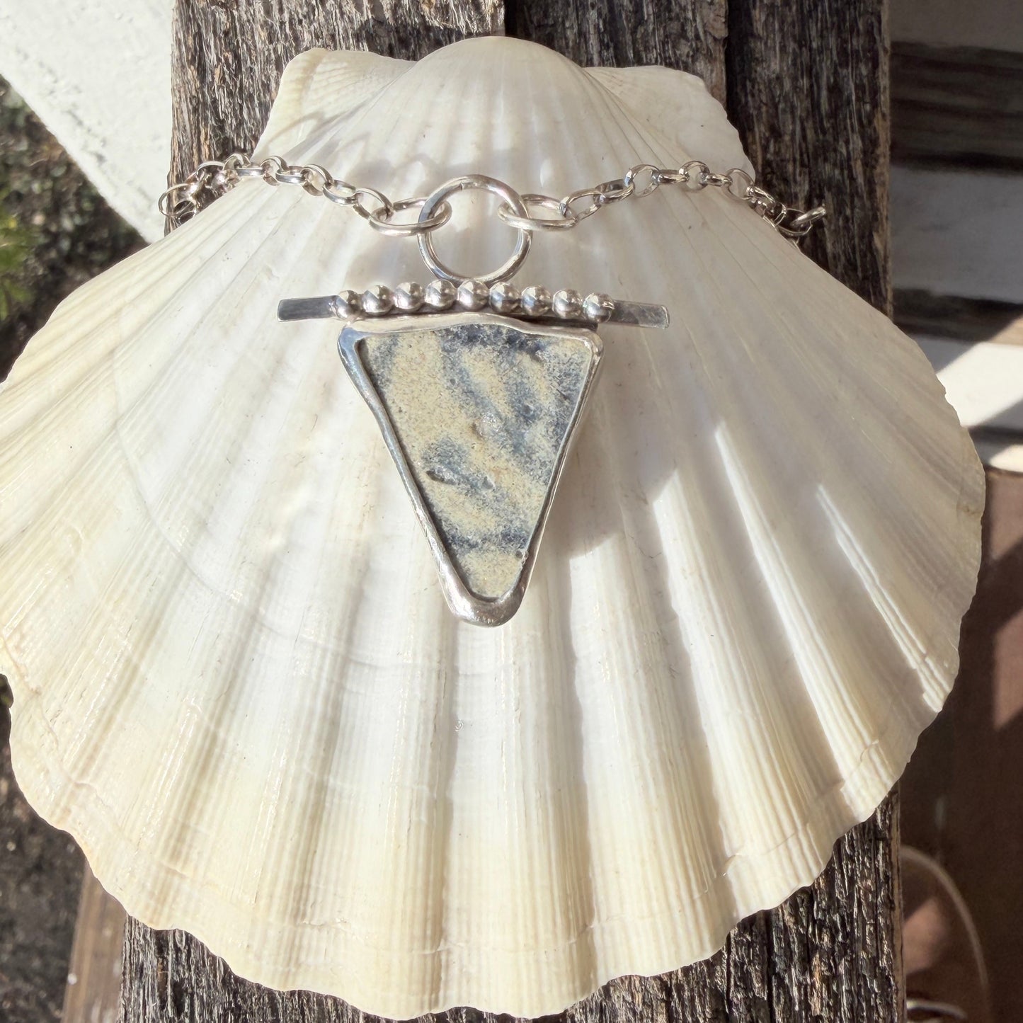 Sea Pottery Pendant - 16" Chain