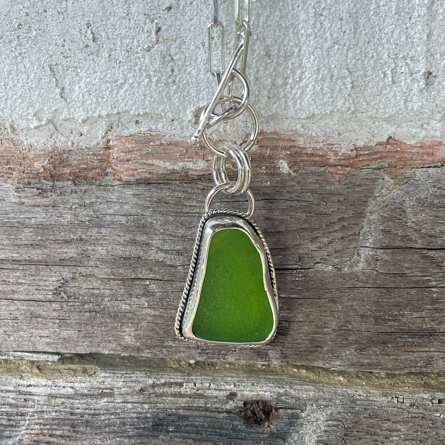 Lime Green Sea Glass Pendant