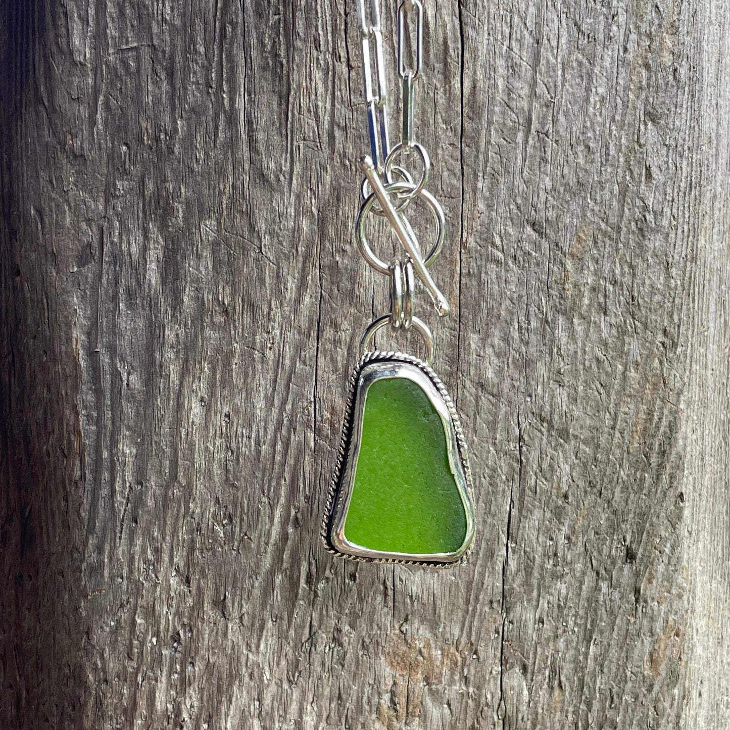 Lime Green Sea Glass Pendant