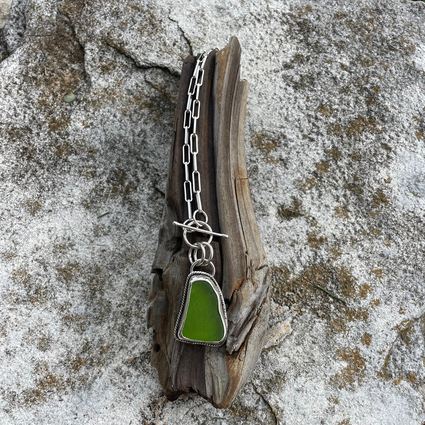 Lime Green Sea Glass Pendant