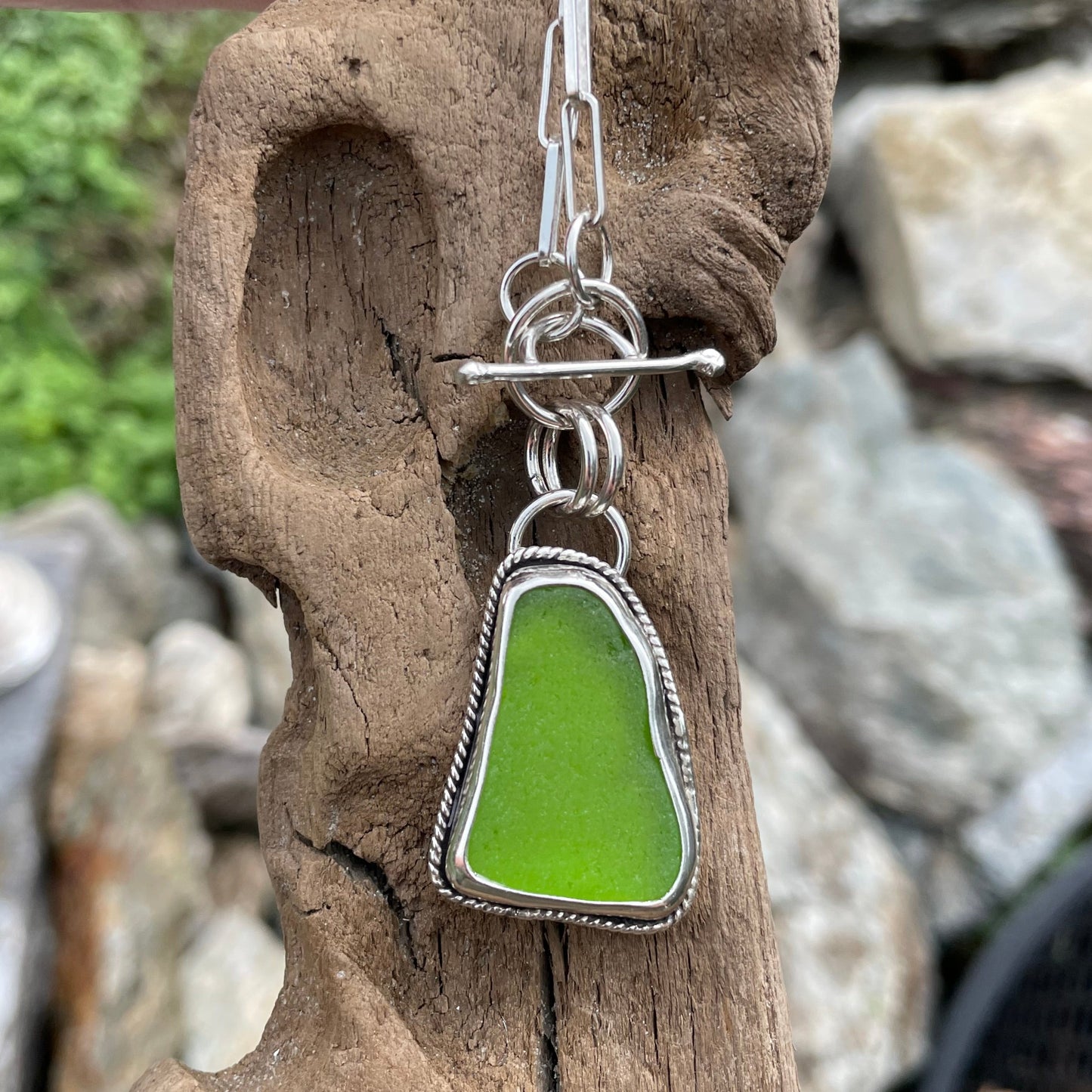 Lime Green Sea Glass Pendant