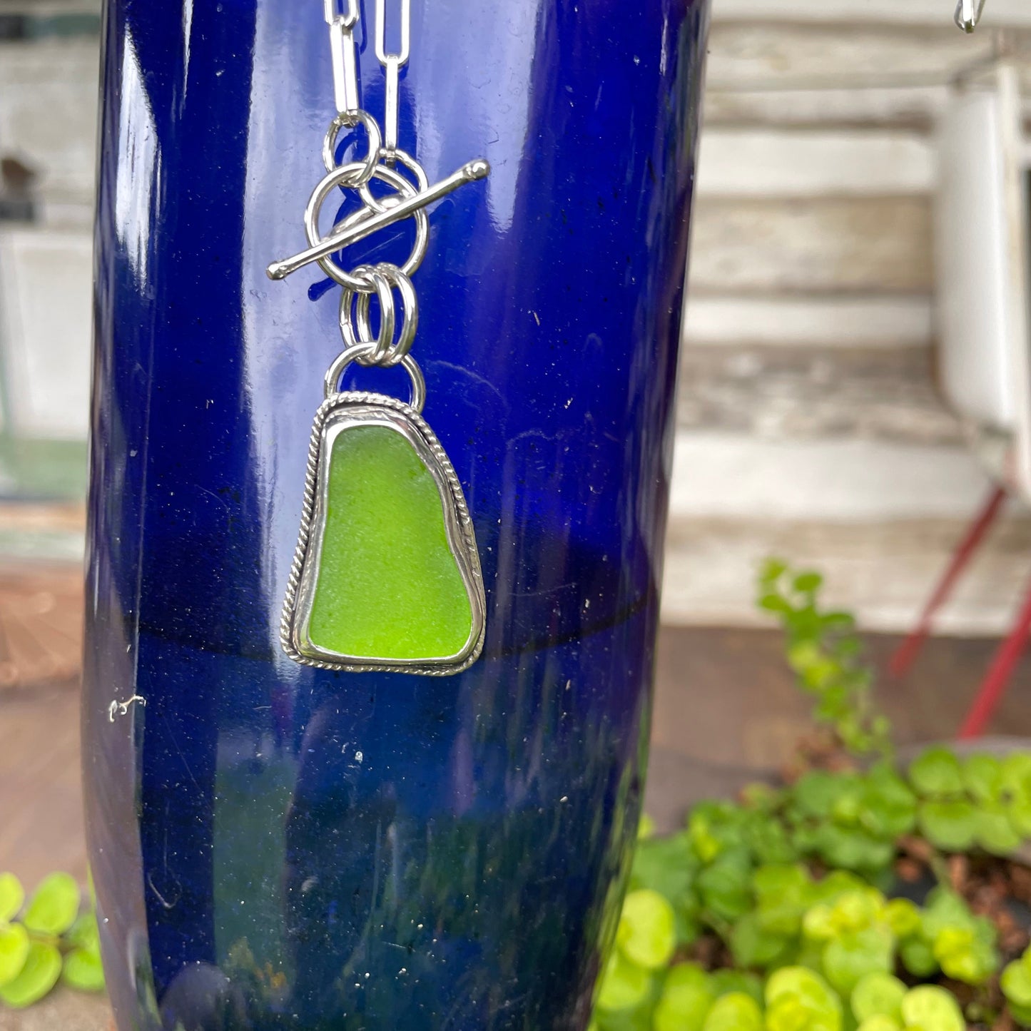 Lime Green Sea Glass Pendant