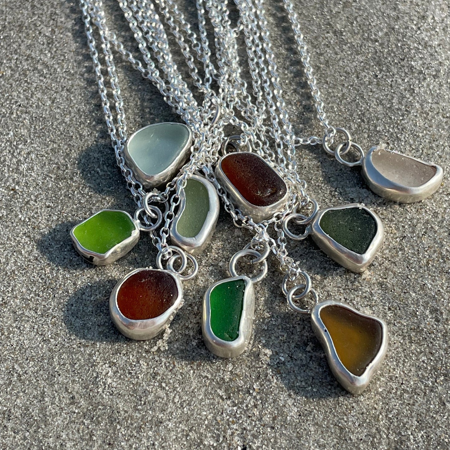 Amber Sea Bean Sea Glass Necklace