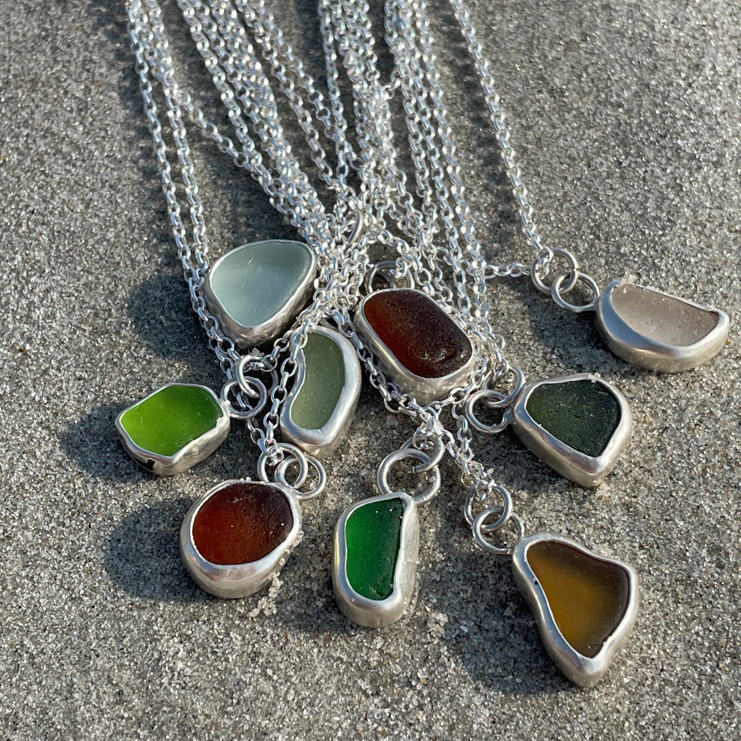 Moss Green Sea Bean Sea Glass Necklace