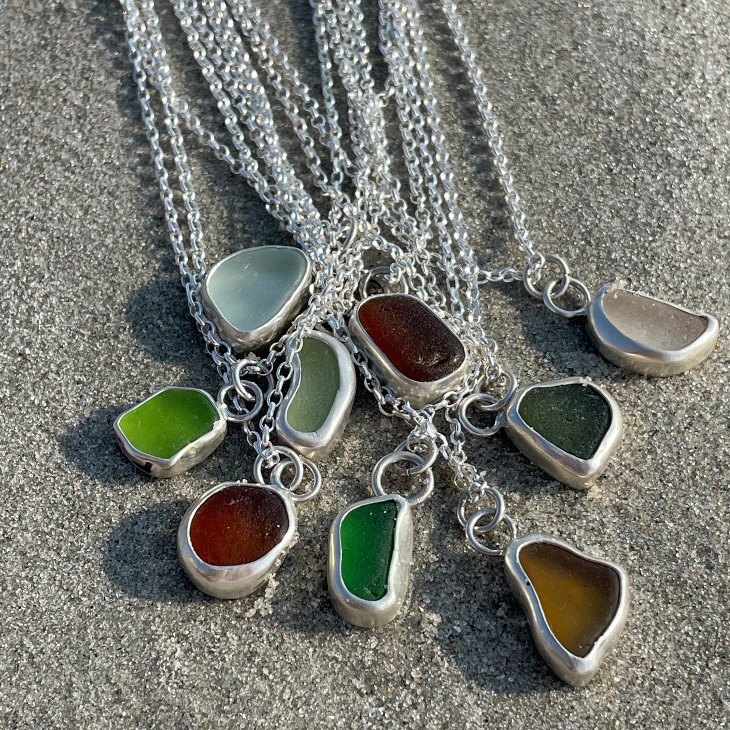 Honey Amber Sea Bean Sea Glass Necklace