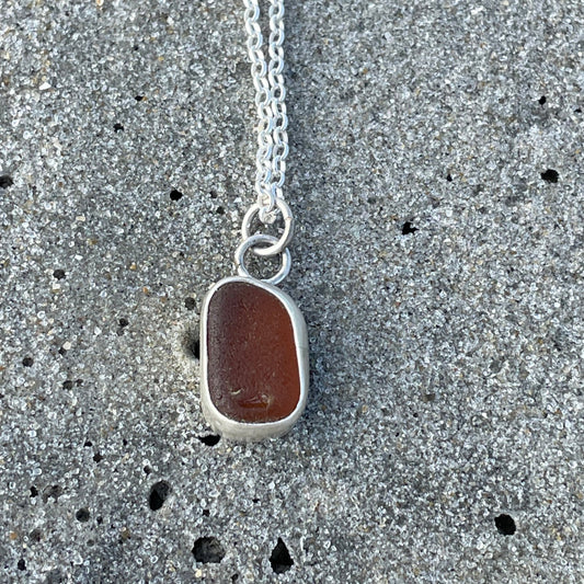 Amber Sea Bean Sea Glass Necklace