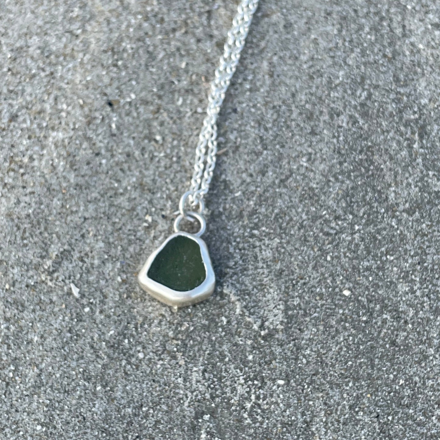 Moss Green Sea Bean Sea Glass Necklace