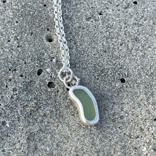 Sea Foam Green Sea Bean Sea Glass Necklace