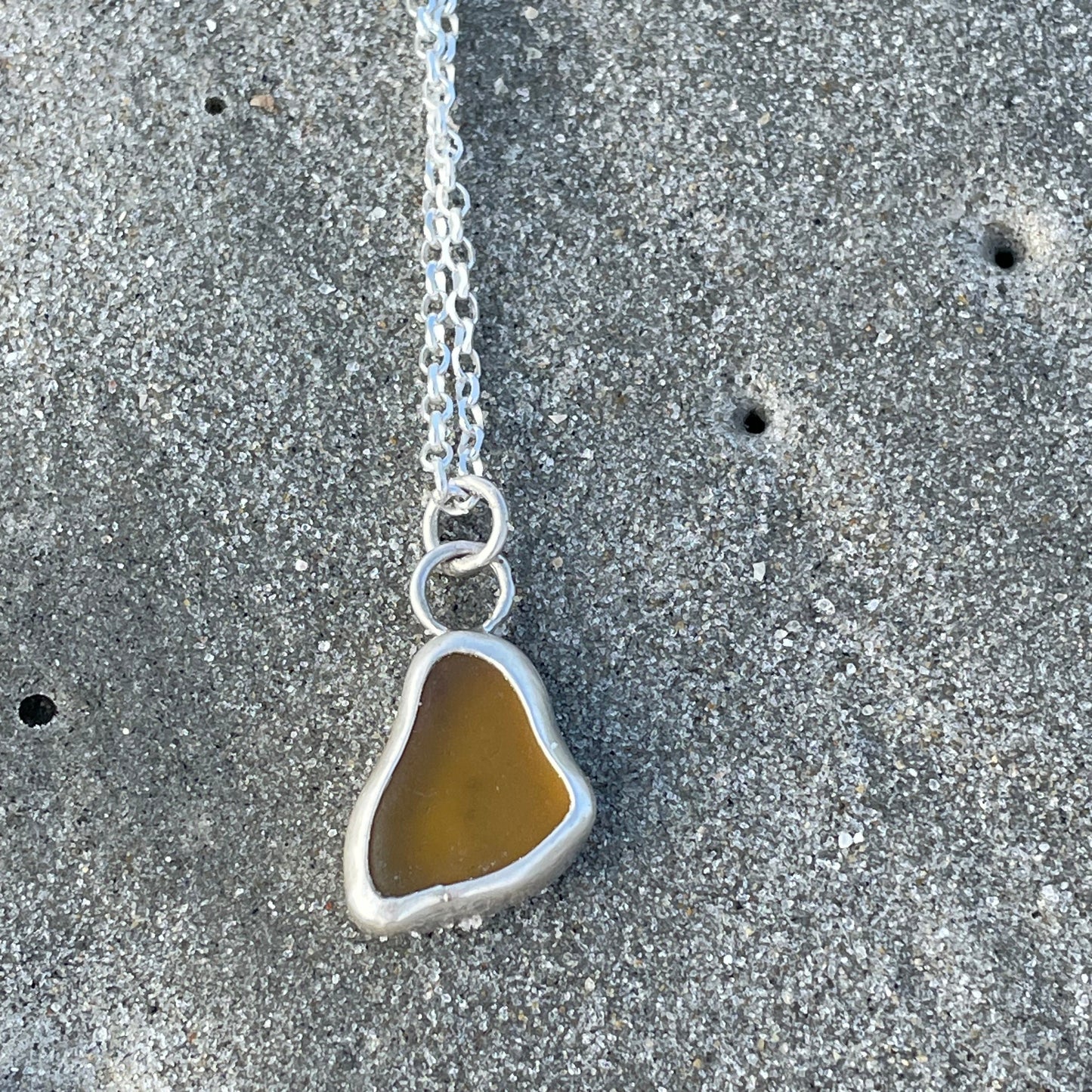 Honey Amber Sea Bean Sea Glass Necklace