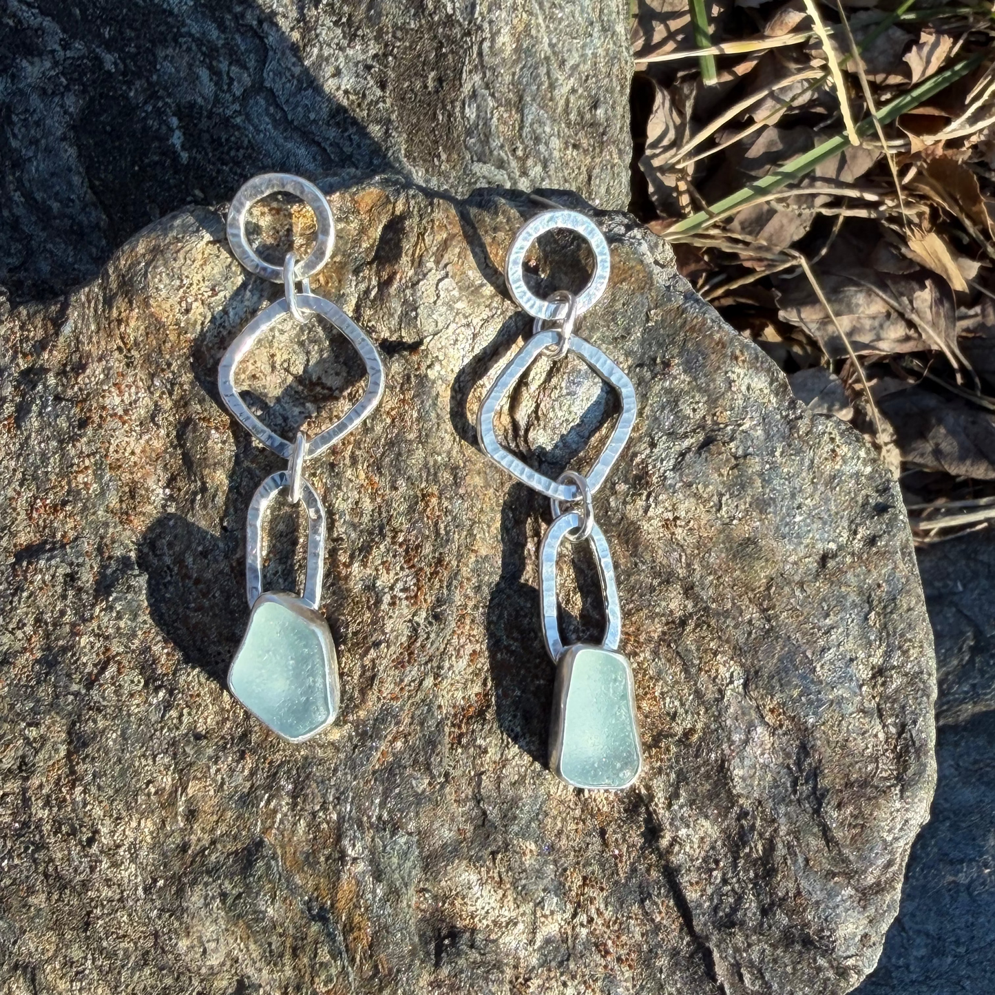Sea Foam Blue Sea Glass Necklace and Earring Set