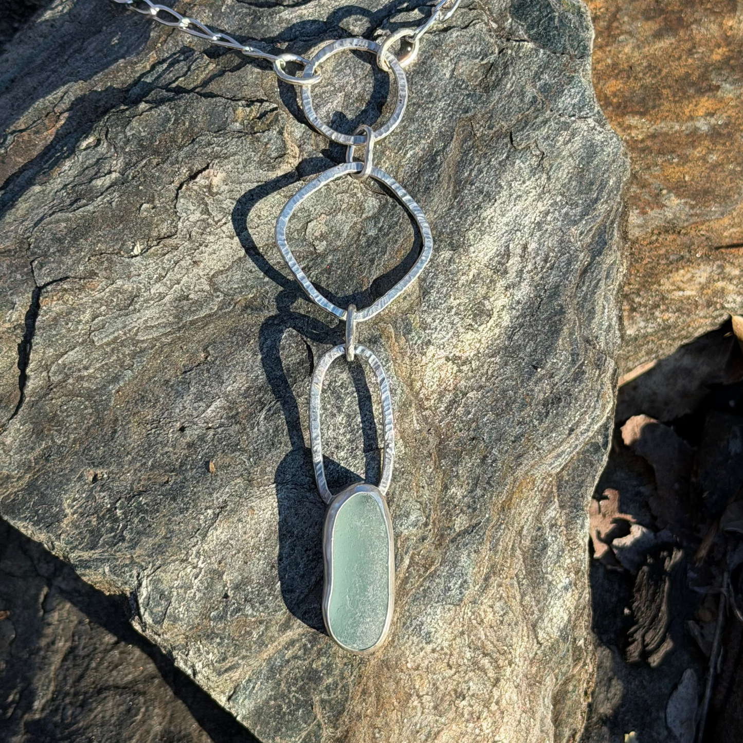 Sea Foam Blue Sea Glass Necklace and Earring Set