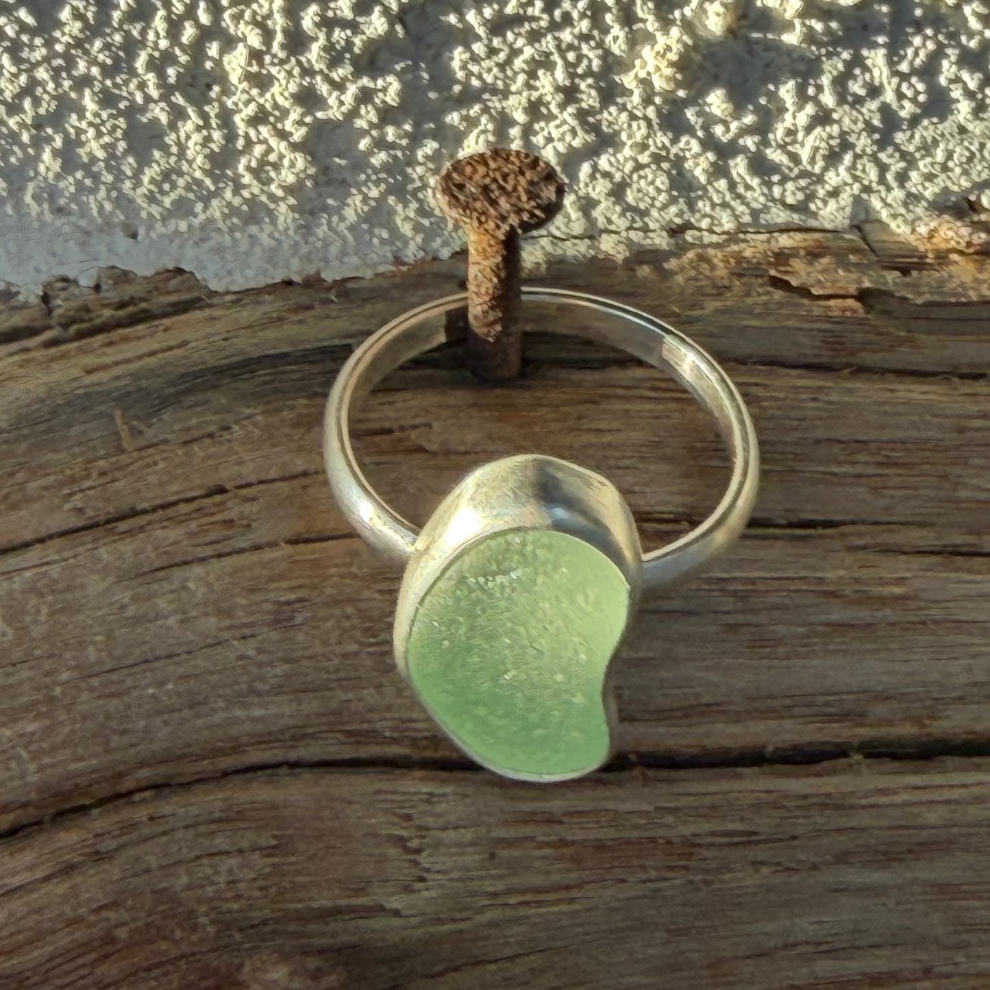 Sea Foam Green Sea Glass Ring - Size - 8.25