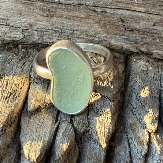 Sea Foam Green Sea Glass Ring - Size - 8.25