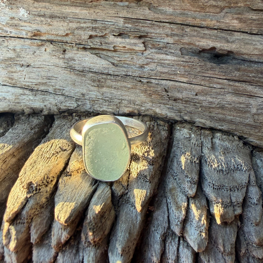 Sea Foam Green Sea Glass Ring - Size 8.25