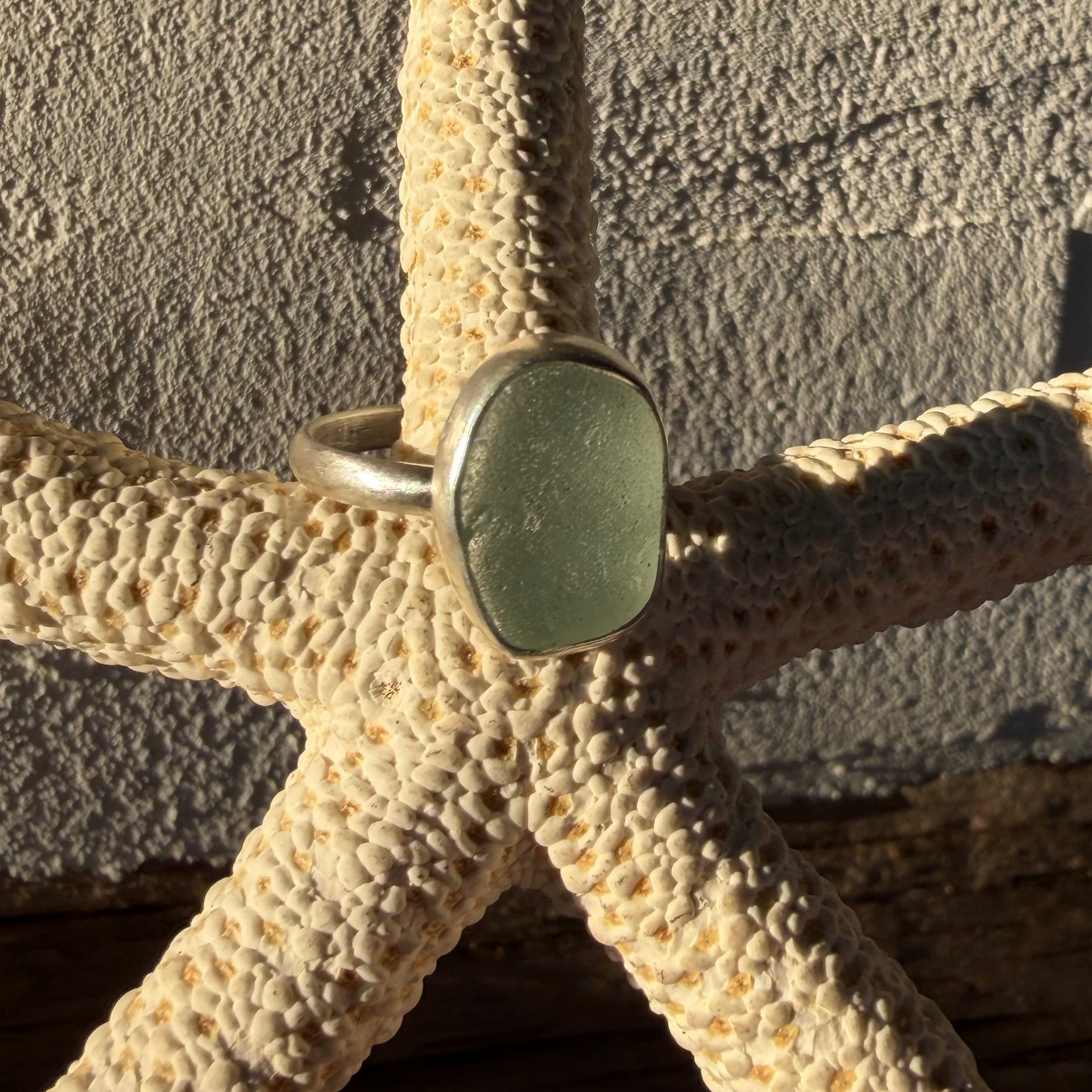 Sea Foam Green Sea Glass Ring - Size 8.25