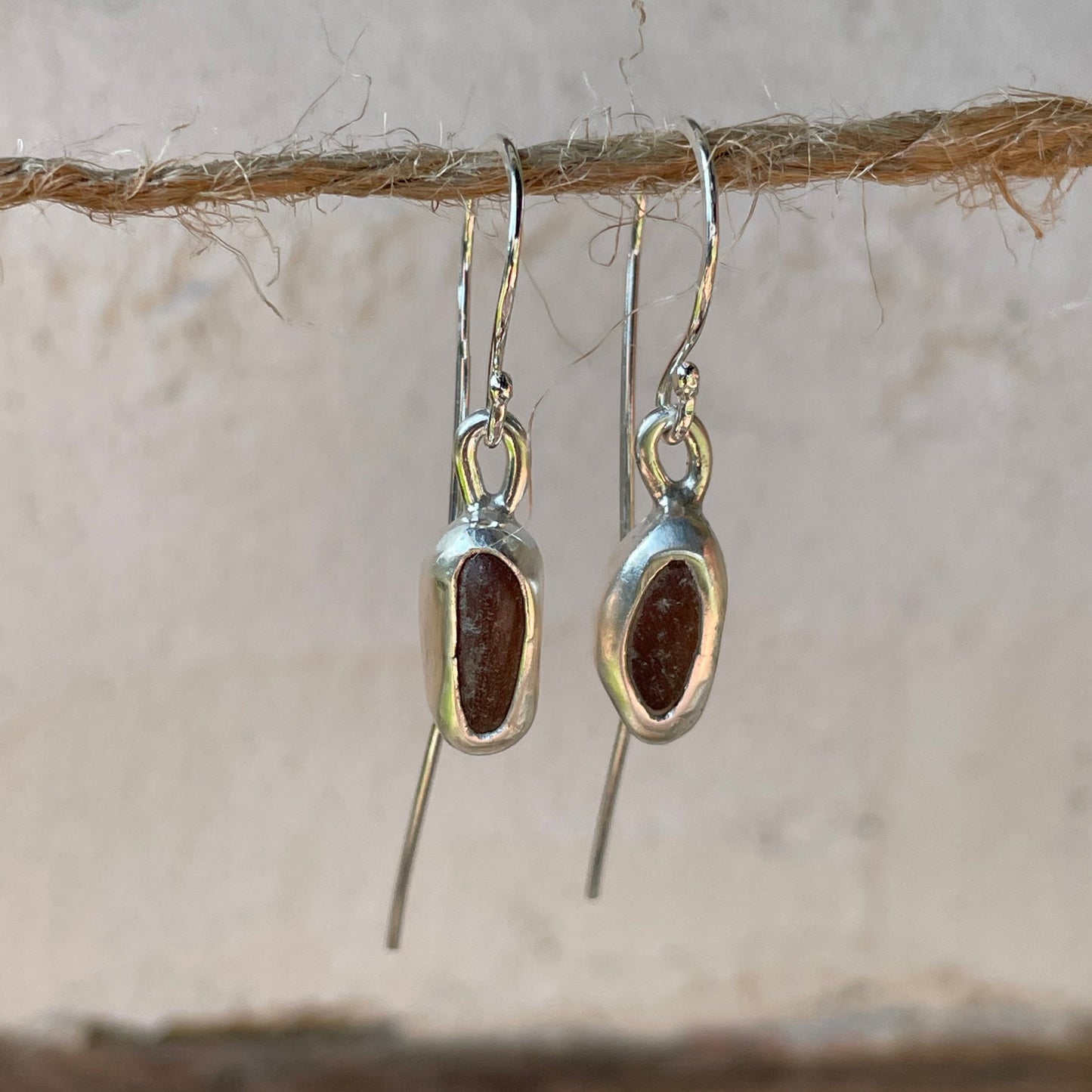 Amber Sea Glass Earrings