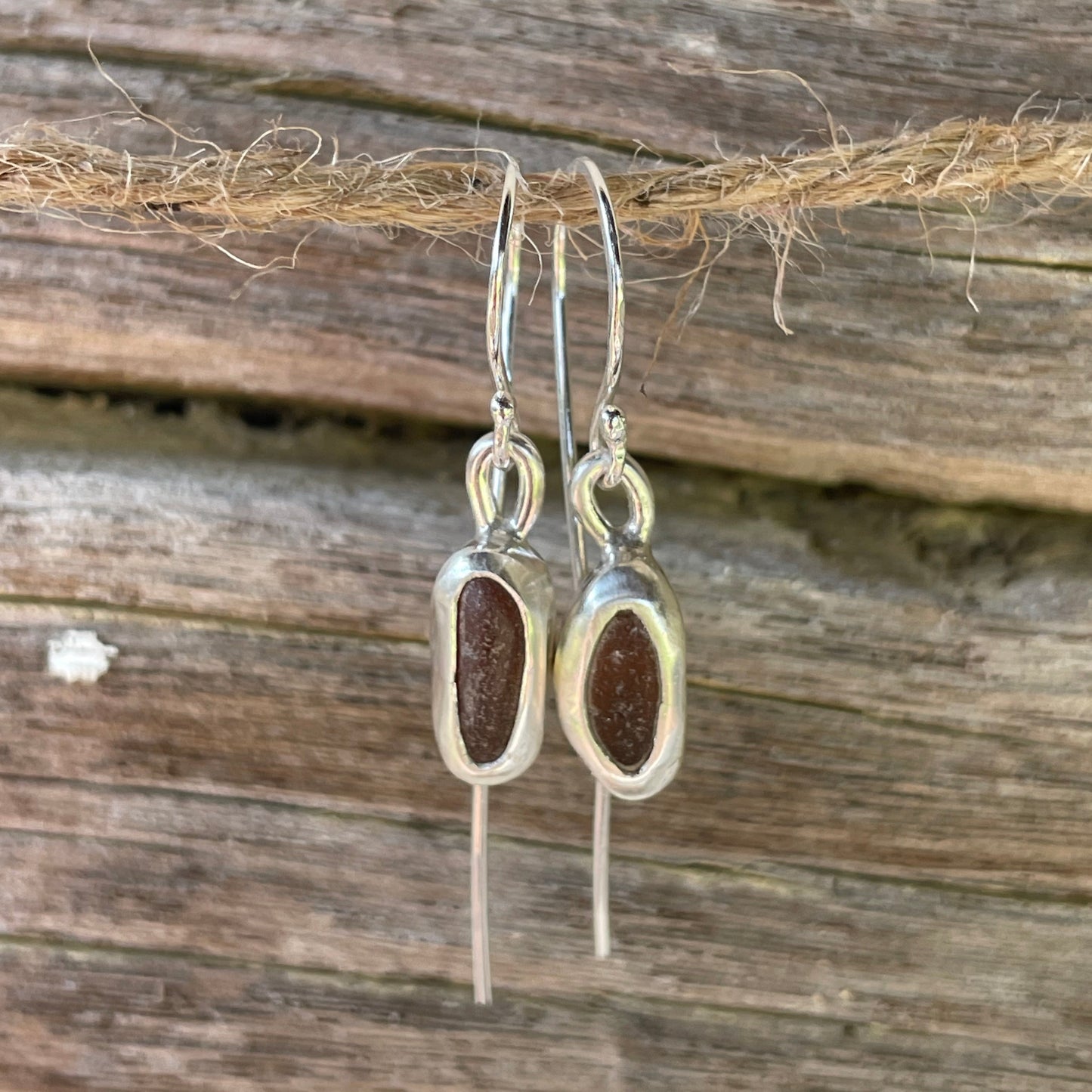 Amber Sea Glass Earrings