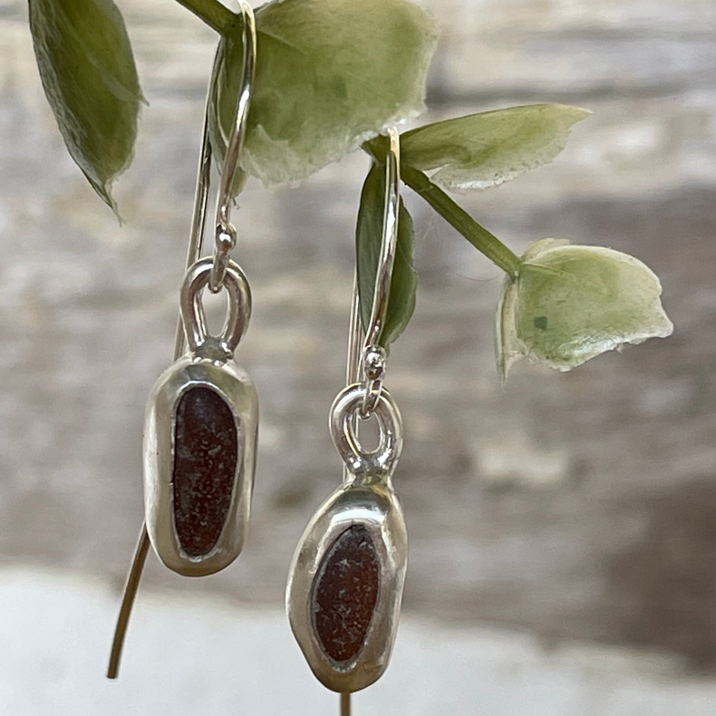 Amber Sea Glass Earrings