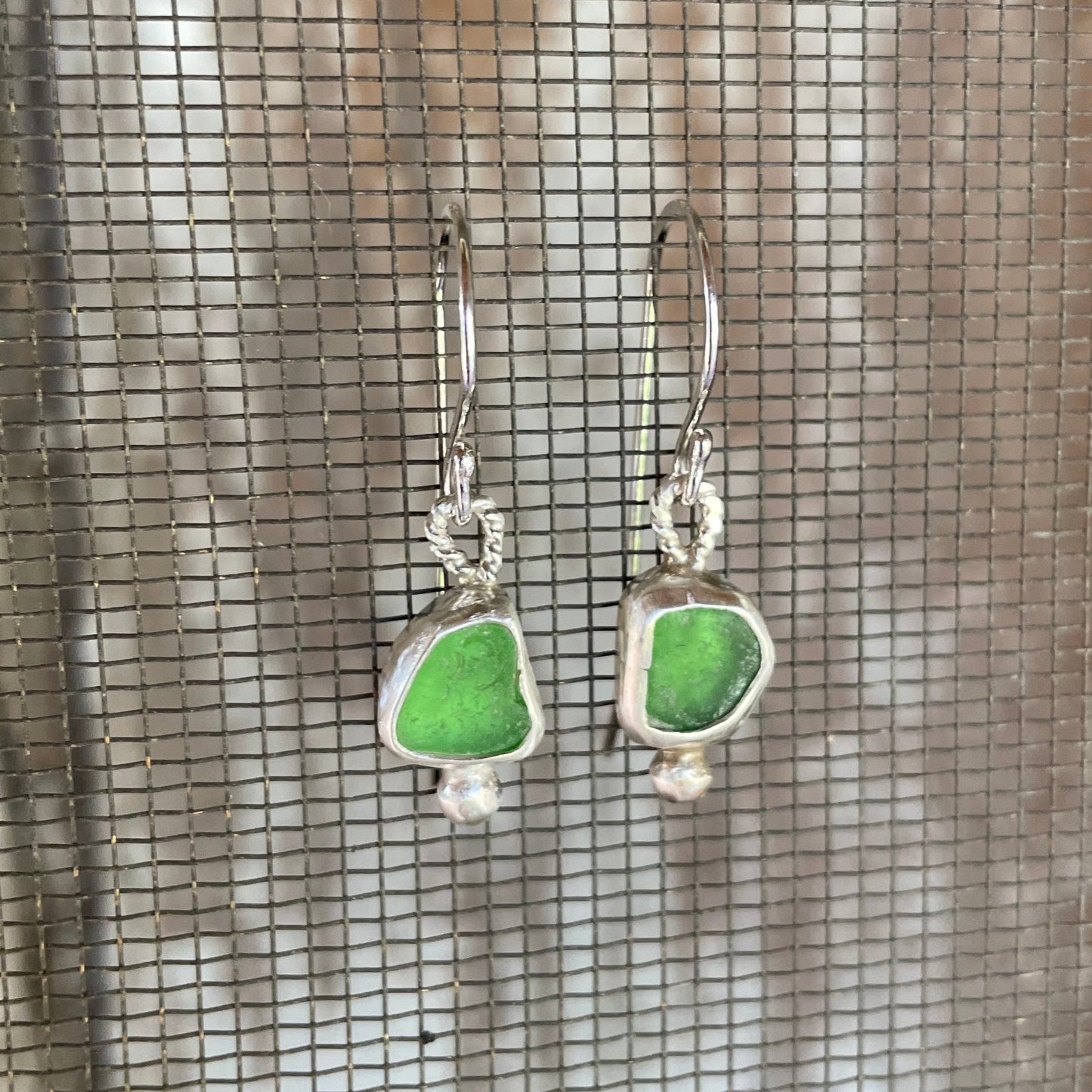 Kelly Green Sea Glass Earrings