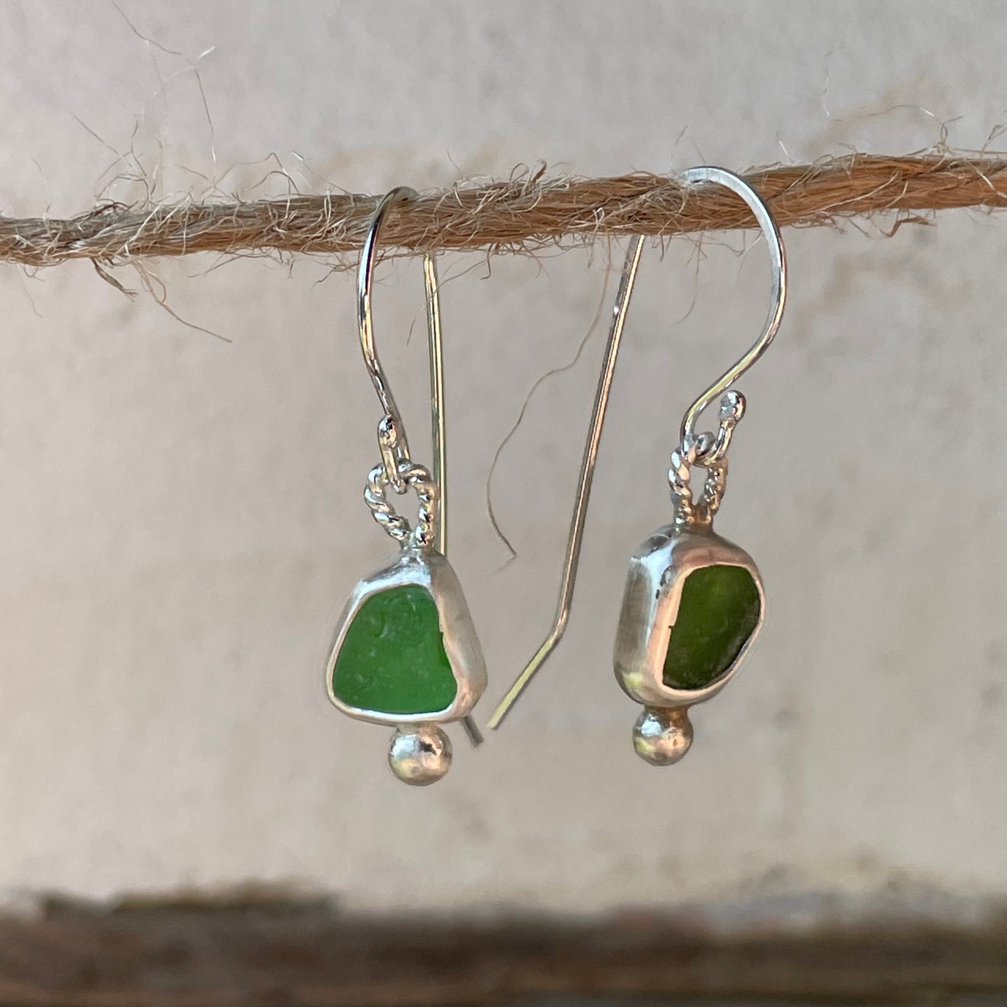 Kelly Green Sea Glass Earrings