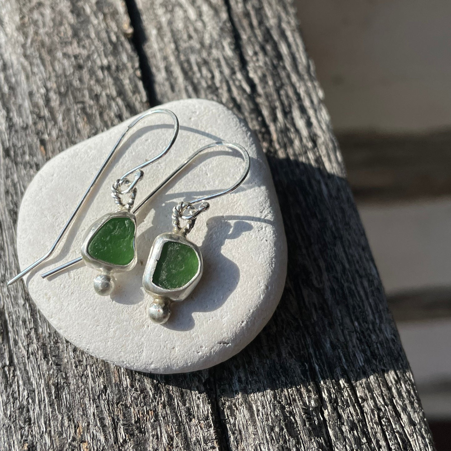 Kelly Green Sea Glass Earrings