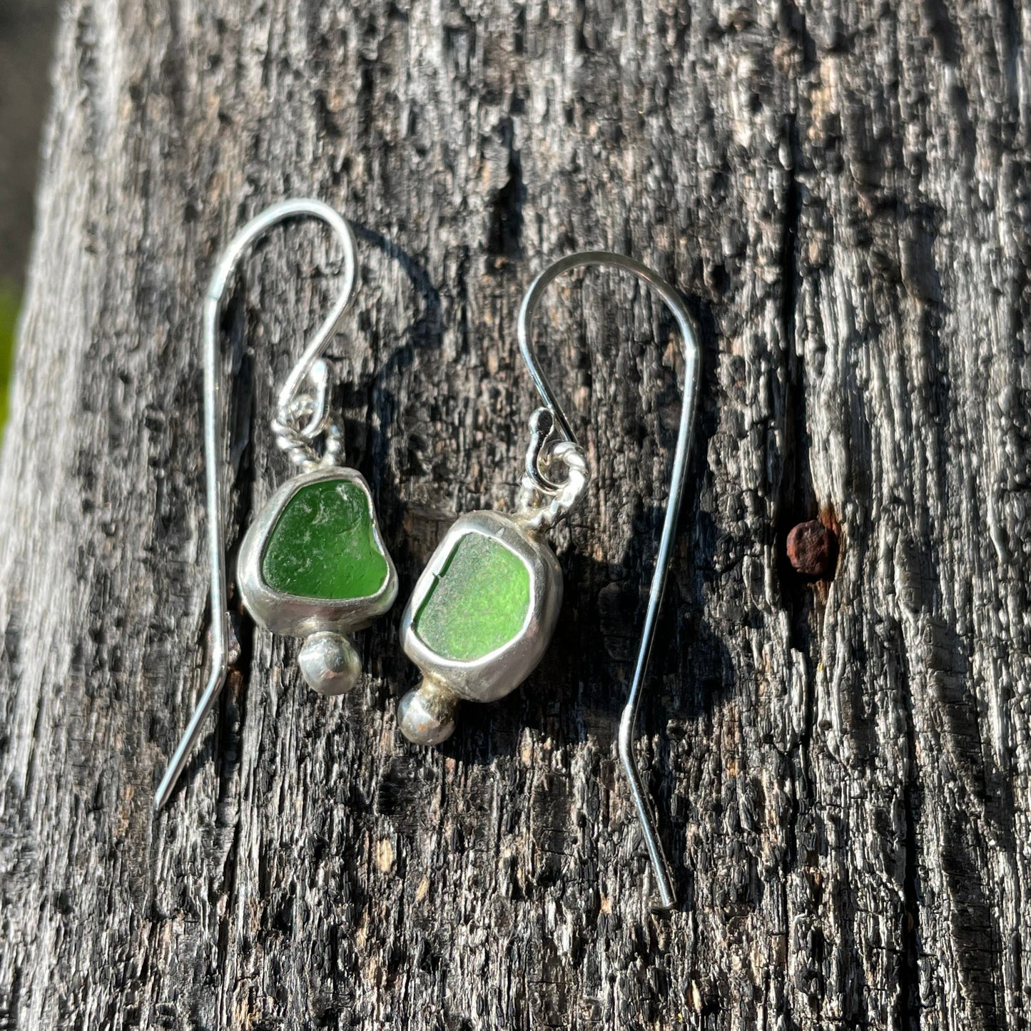 Kelly Green Sea Glass Earrings