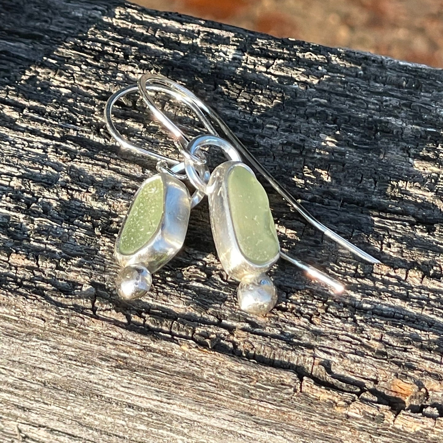 Pale Sage Green Sea Glass Earrings