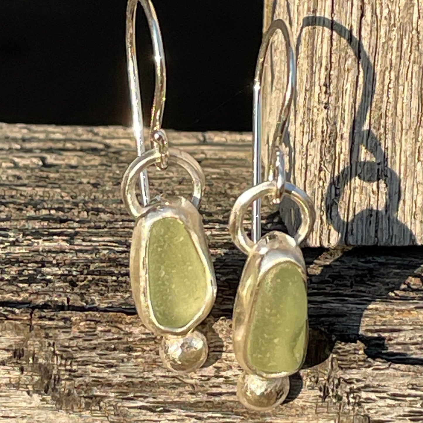 Pale Sage Green Sea Glass Earrings