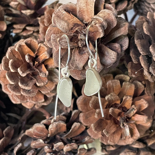 White Sea Glass Earrings