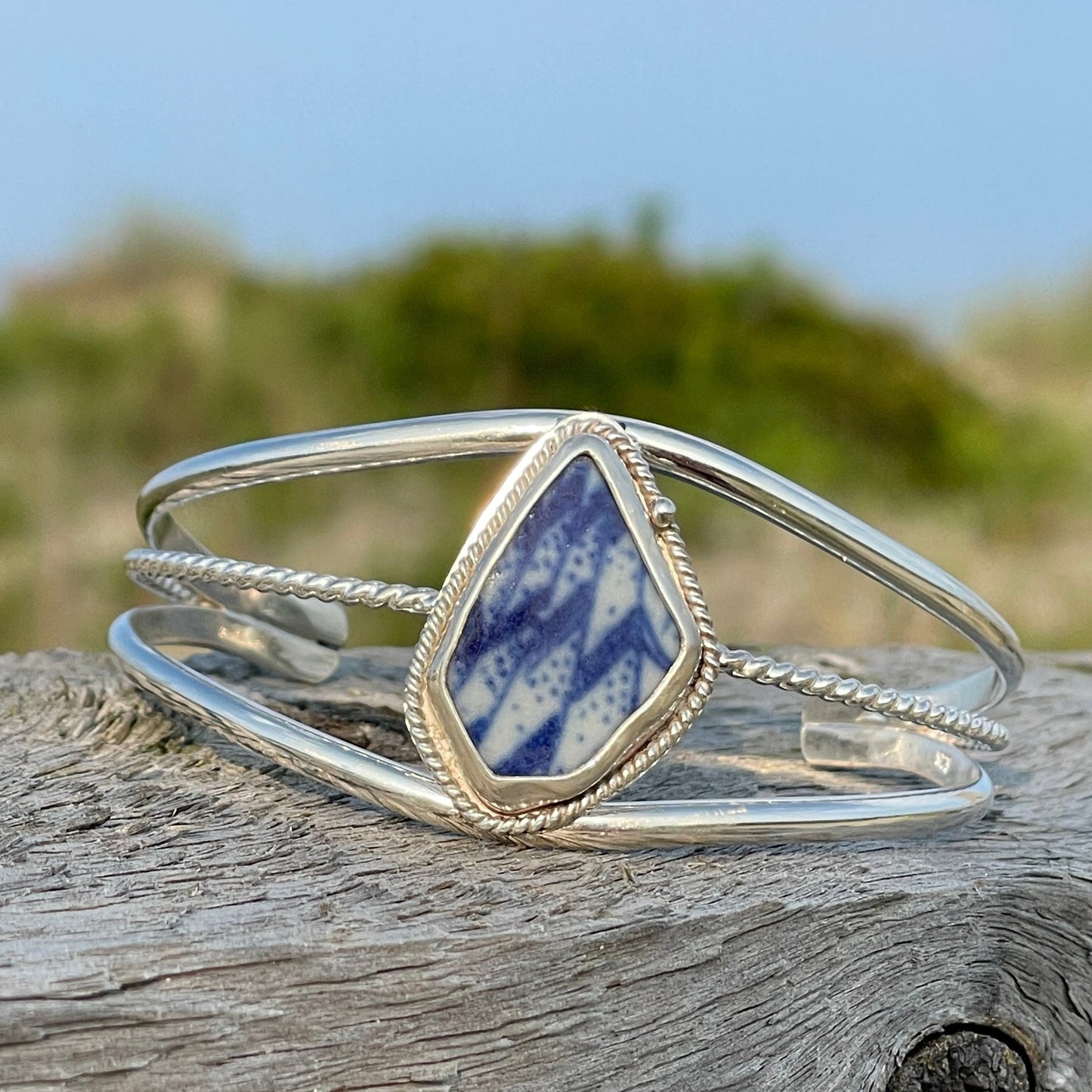 Speckled Blue Sea Pottery Bracelet