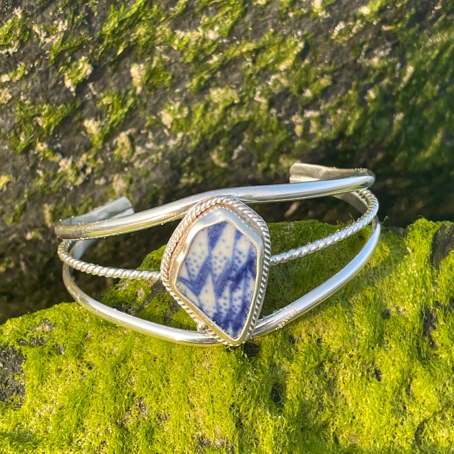 Speckled Blue Sea Pottery Bracelet