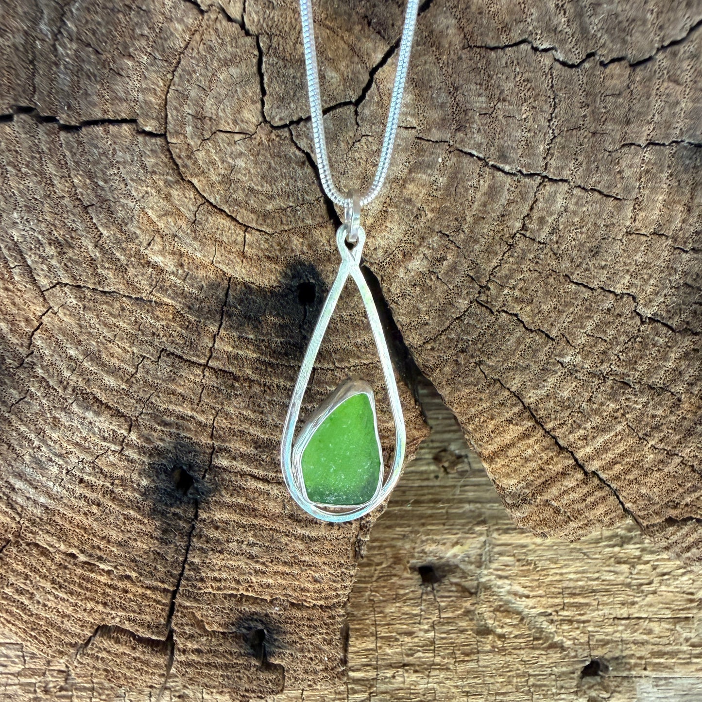 Lime Green Sea Glass Pendant