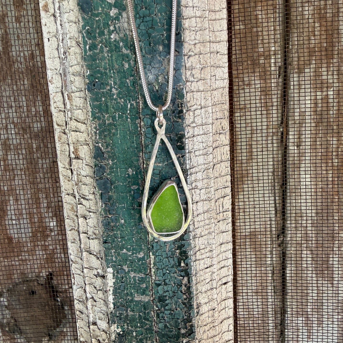 Lime Green Sea Glass Pendant