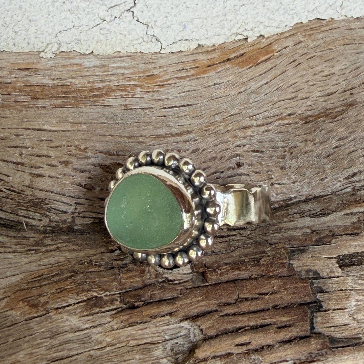 Sea Foam Green Sea Glass Ring - Size 10.25
