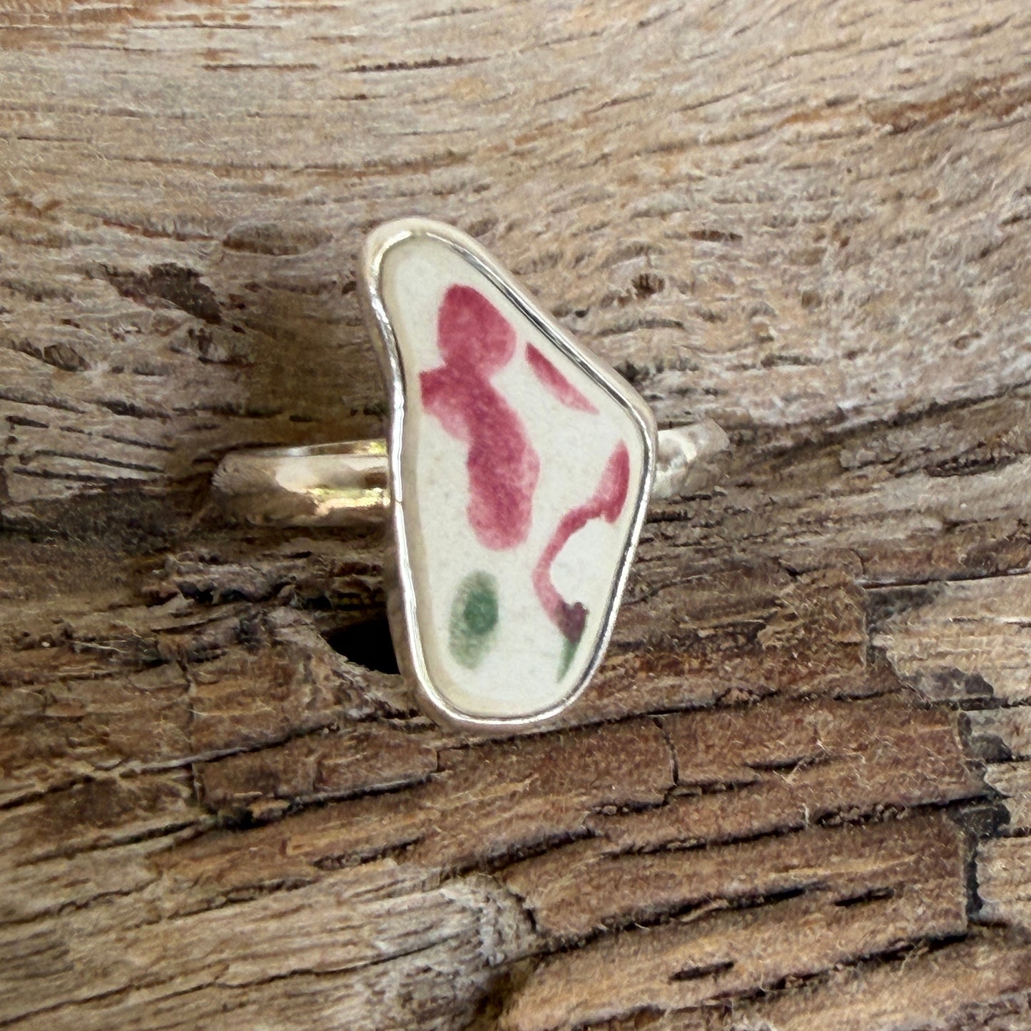 Floral Sea Pottery Ring - Size 8.5