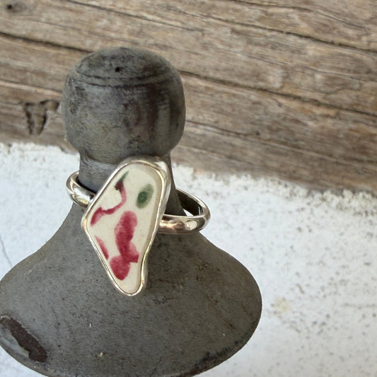 Floral Sea Pottery Ring - Size 8.5