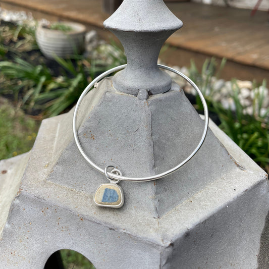 Blue Sea Pottery Dangle Bangle - Size Medium