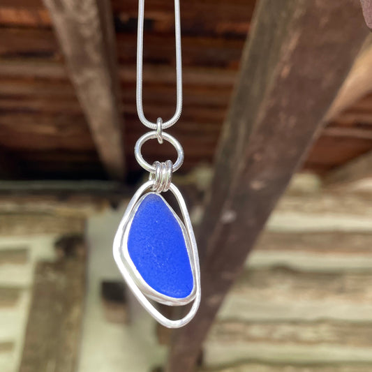 Cobalt Blue Sea Glass Pendant