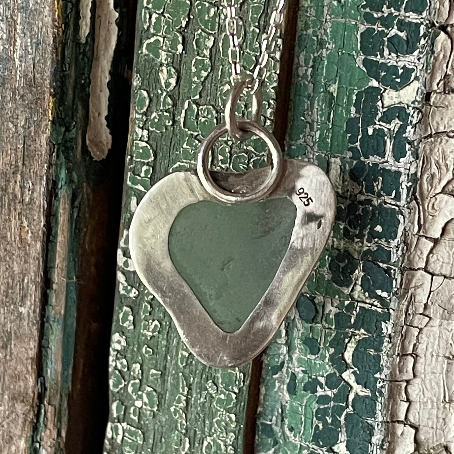 Pale Aquamarine Sea Glass Heart Necklace