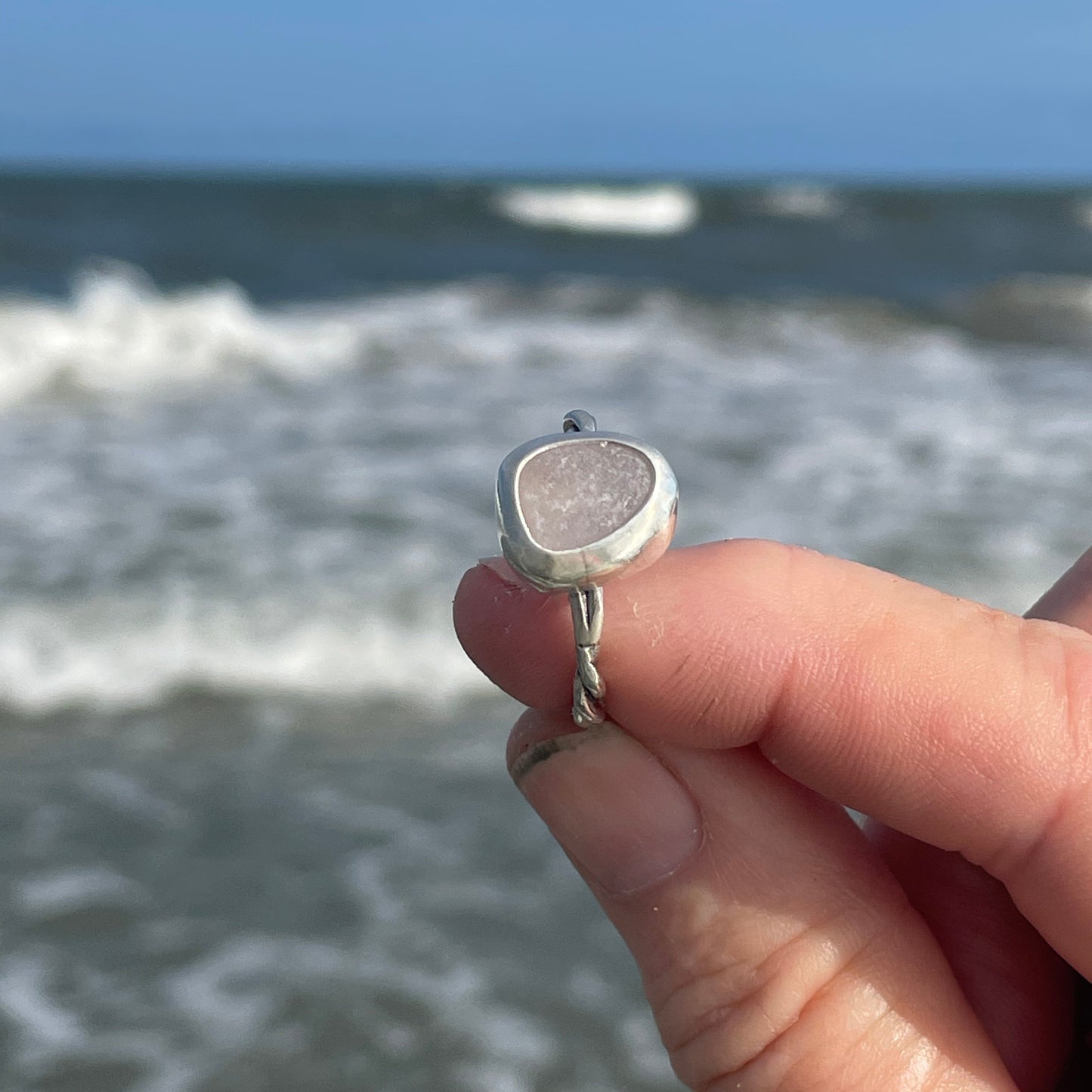 Pale Violet Sea Glass Ring - Size 9